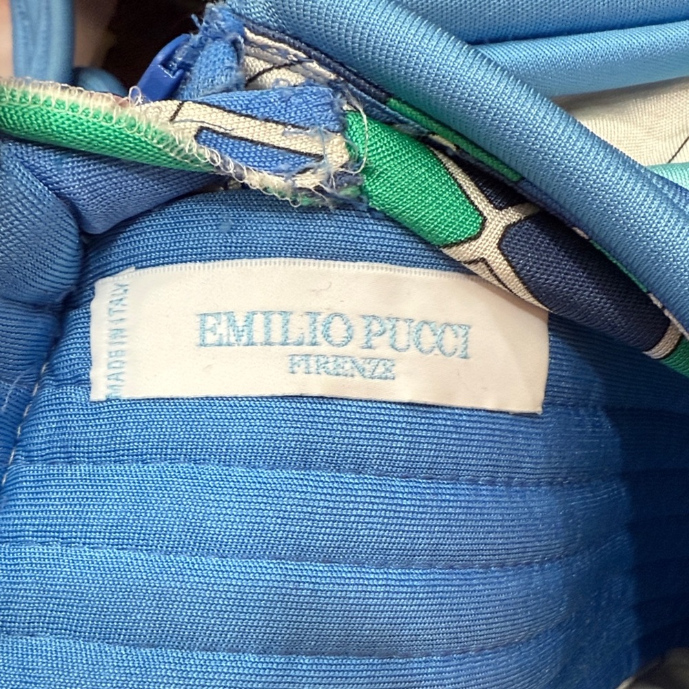 Emilio Pucci Blue and Green Geometric Maxi Dress - Picture 6 of 7